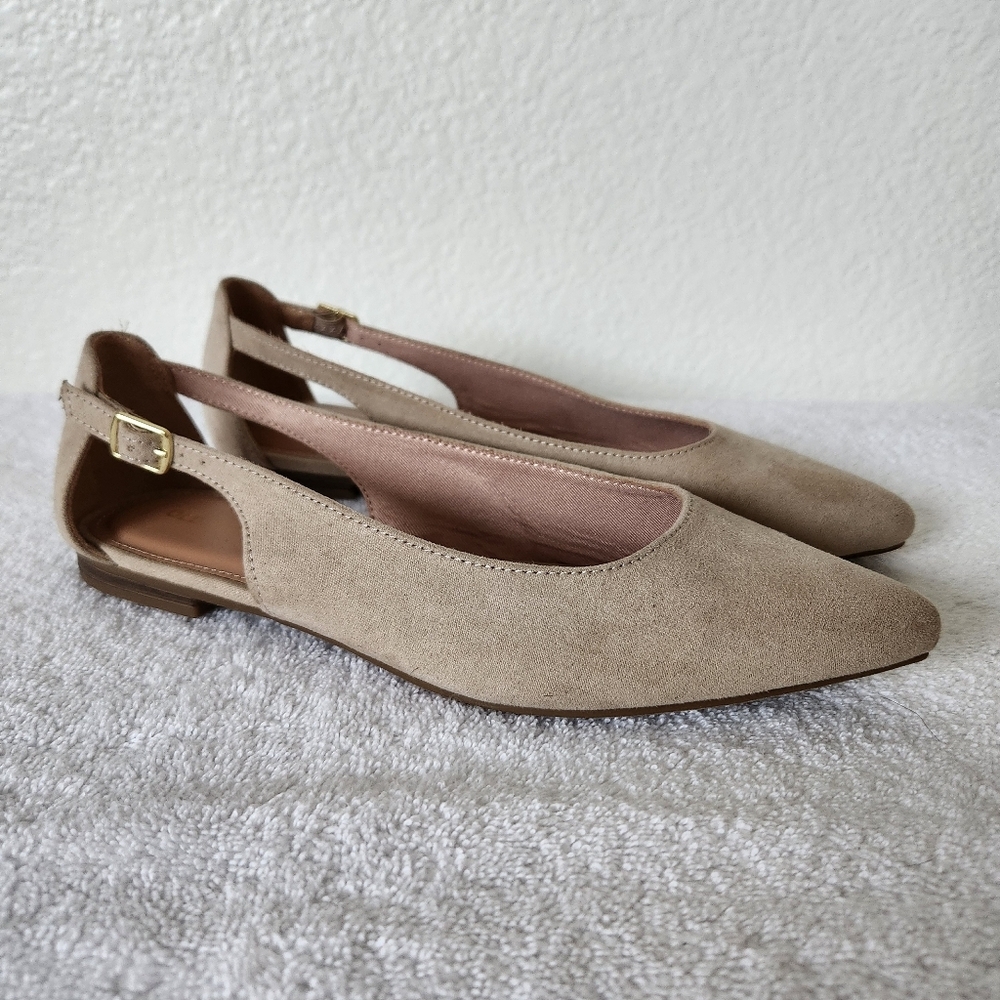 Old Navy Tan Flats with Ankle Strap